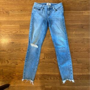 Paige Verdugo Ankle Jeans Size 26 Denim Stretch Distressed Casual Raw Hem